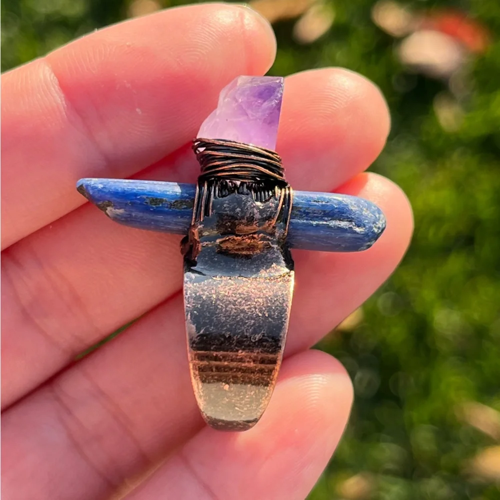 Copper amethyst kainite ring size 6, size‎ 7